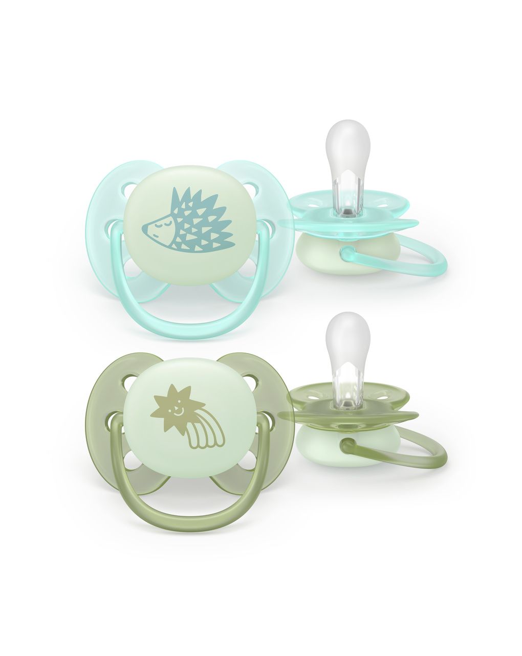 Succhietto ultra soft notte 0-6m cappuccio fluorescente no bpa per pelli sensibili - philips avent