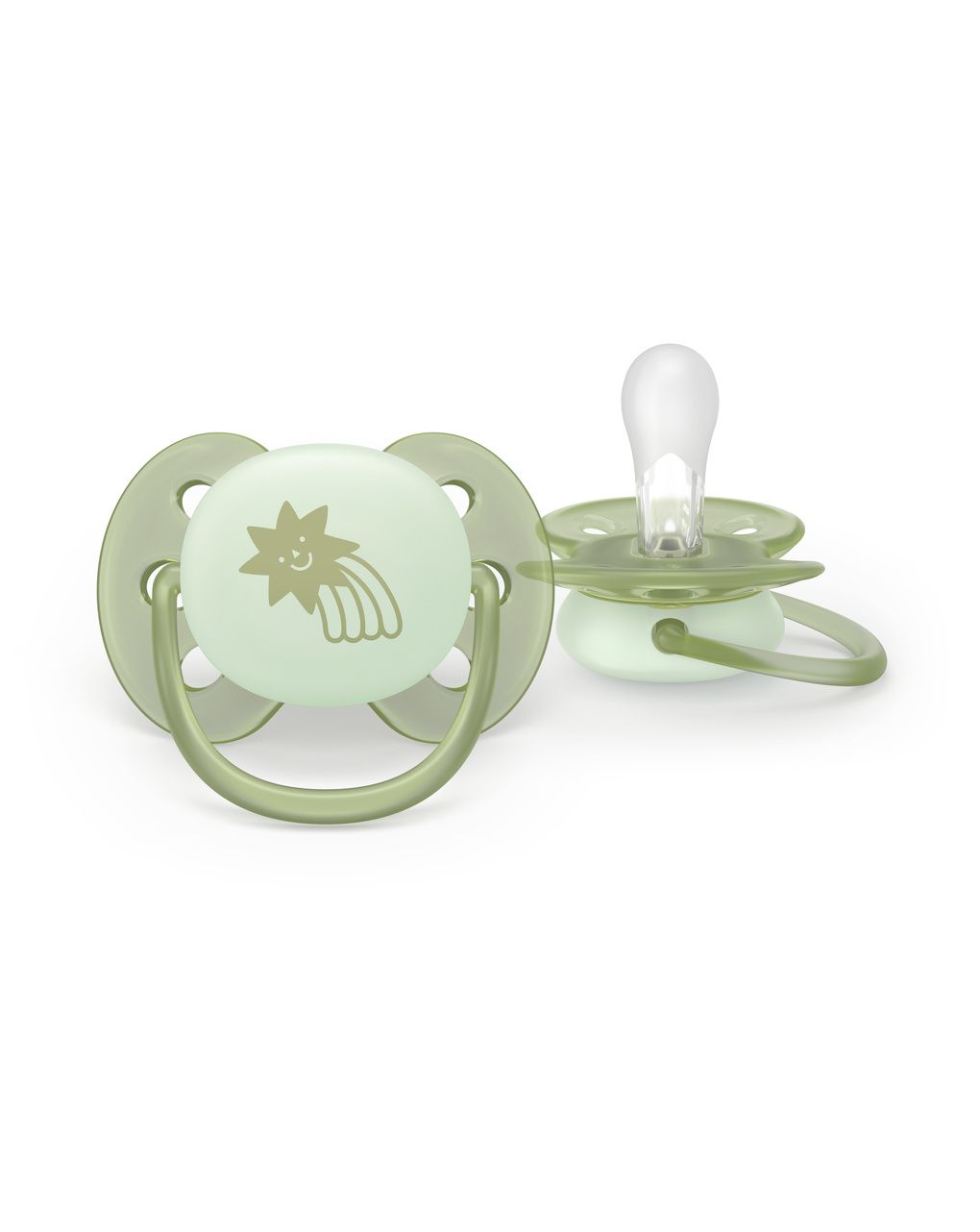 Succhietto ultra soft notte 0-6m cappuccio fluorescente no bpa per pelli sensibili - philips avent