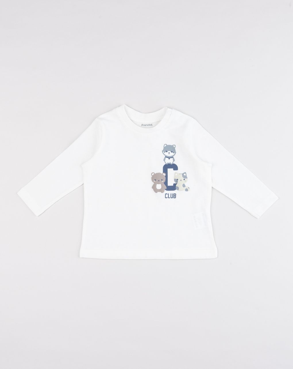 T-shirt manica lunga bimbo bianca "club animaletti"