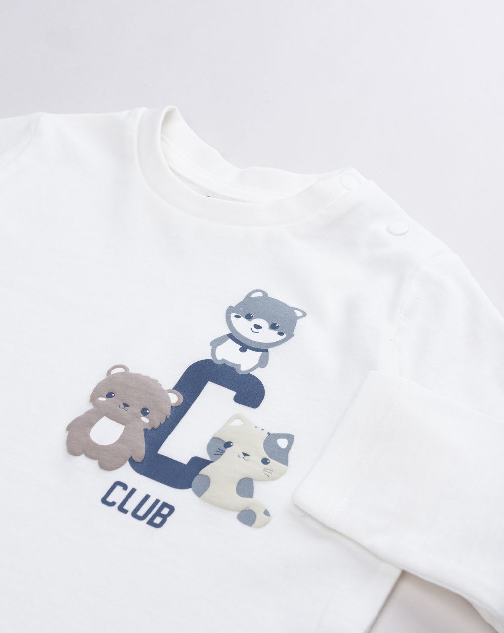 T-shirt manica lunga bimbo bianca "club animaletti"