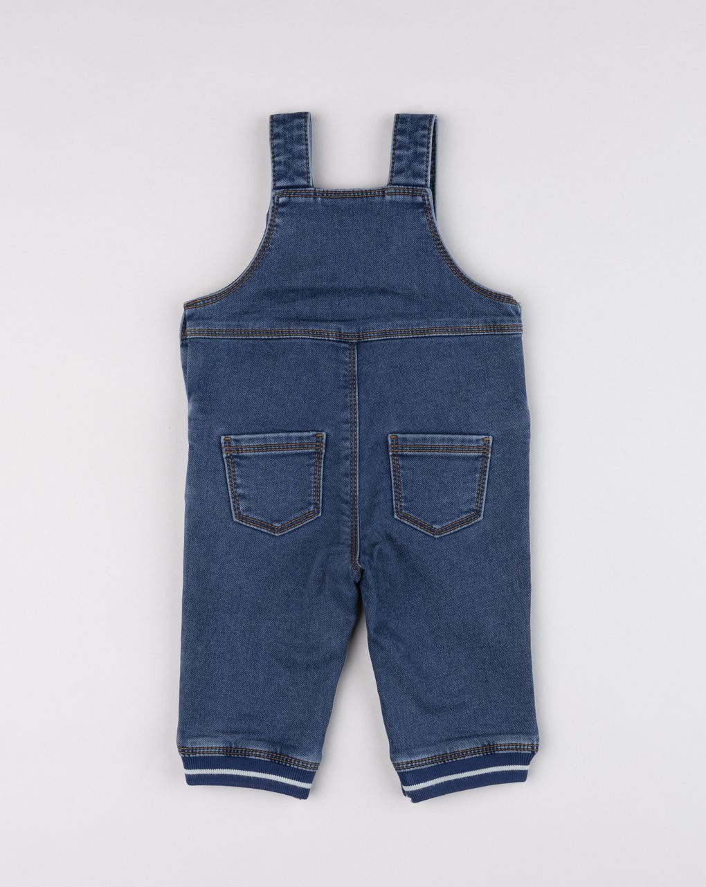 Salopette in denim scuro neonato con patch coniglietto