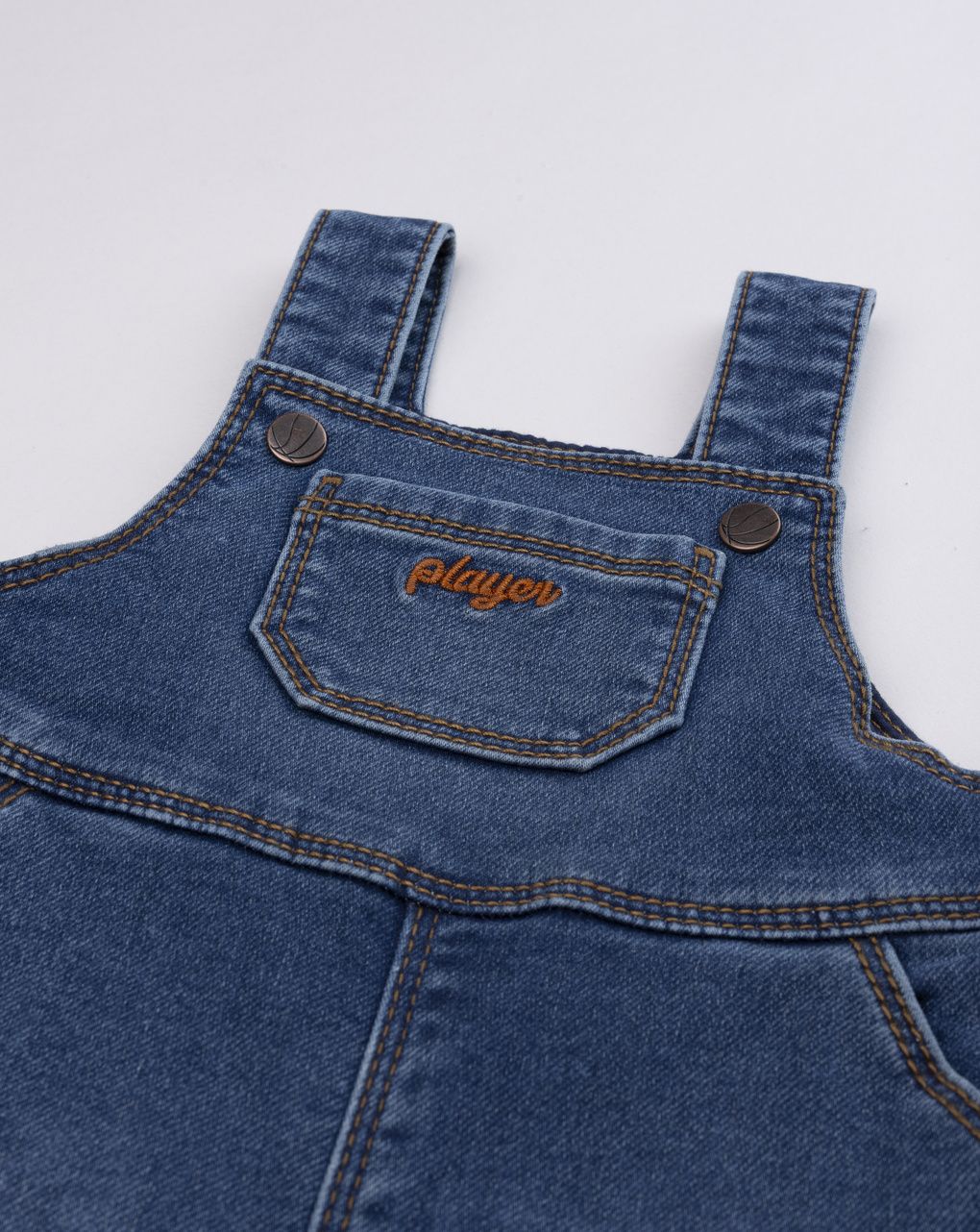 Salopette in denim scuro neonato con patch coniglietto