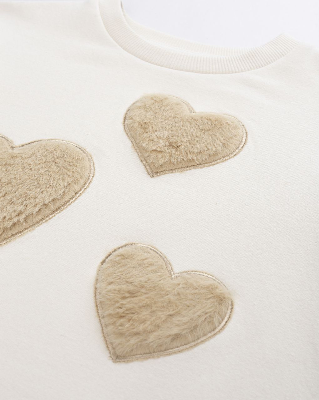 Abito felpato bambina con gonna in tulle beige/marrone