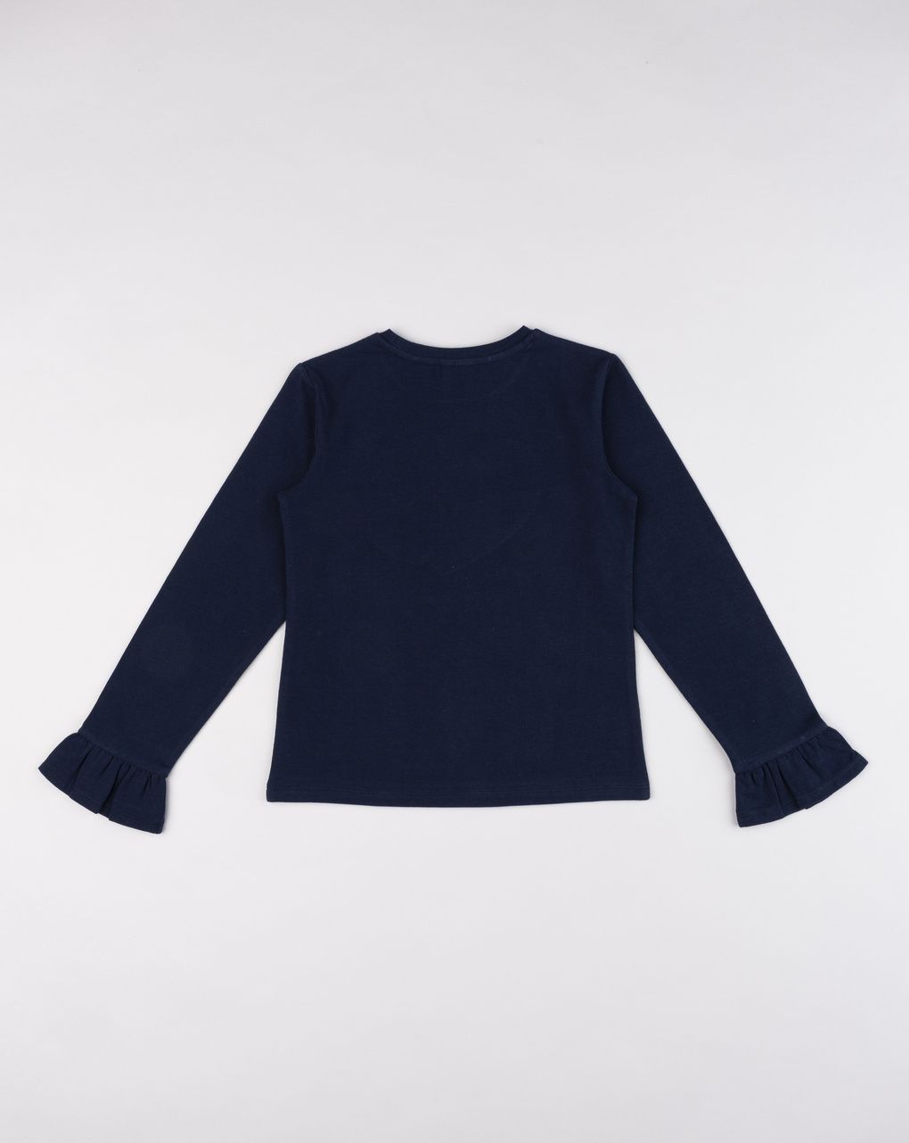 T-shirt a manica lunga bambina con volant blu scuro
