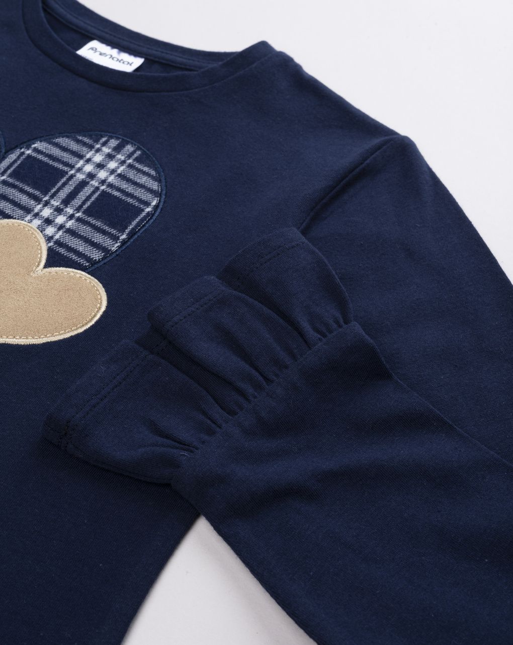 T-shirt a manica lunga bambina con volant blu scuro