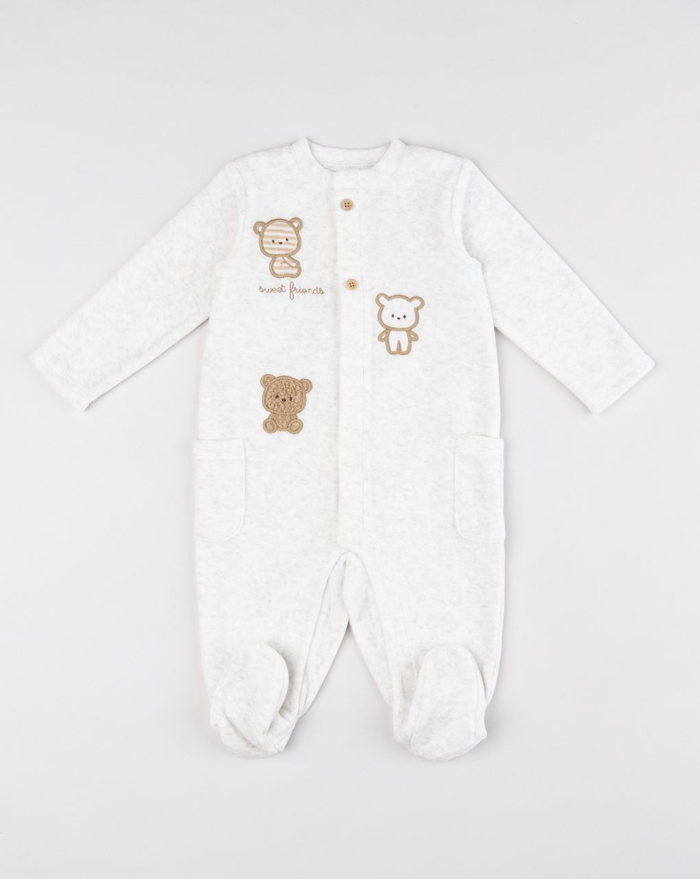 Tutina con piedini neonato melange "sweet friends"