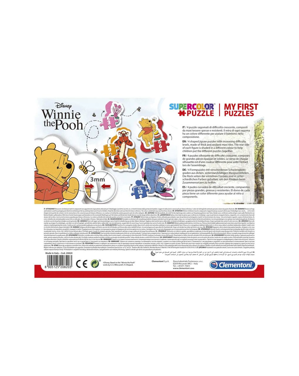 Clementoni – 20820 – my first puzzle winnie pooh 3, 6, 9, 12 pezzi