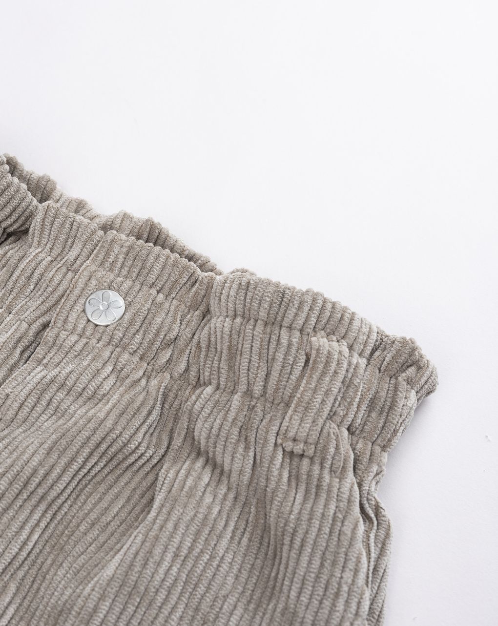 Pantaloni bambina in velluto a coste beige con orsetto