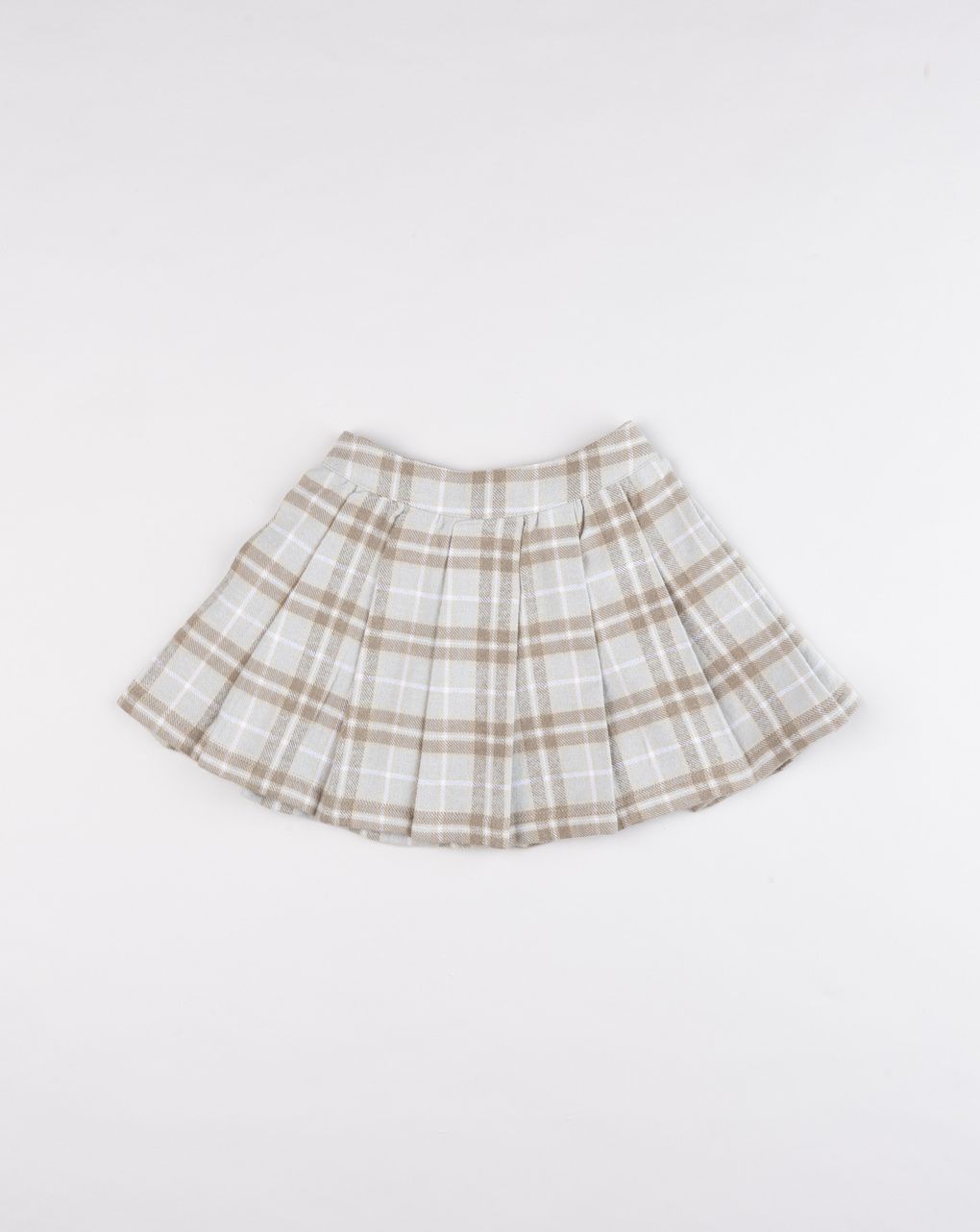 Gonna plissettata bambina a quadri tartan beige e panna