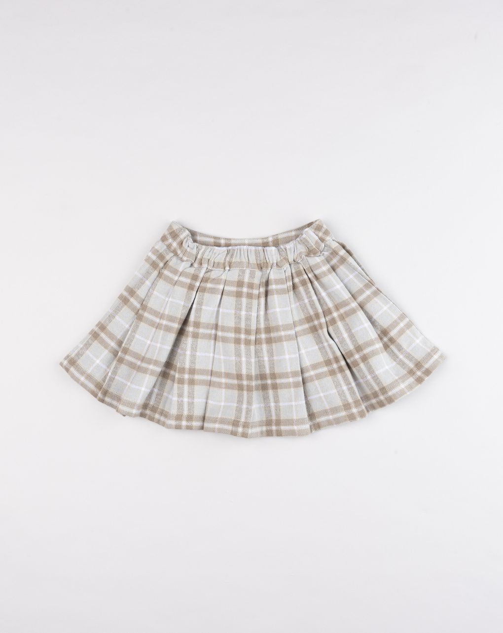Gonna plissettata bambina a quadri tartan beige e panna