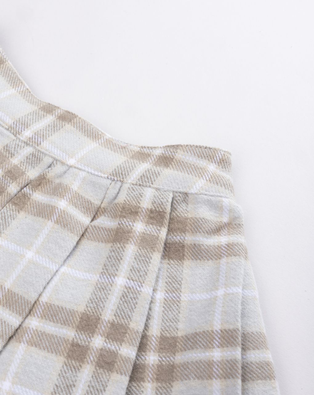 Gonna plissettata bambina a quadri tartan beige e panna