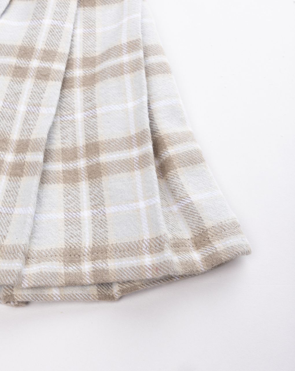 Gonna plissettata bambina a quadri tartan beige e panna