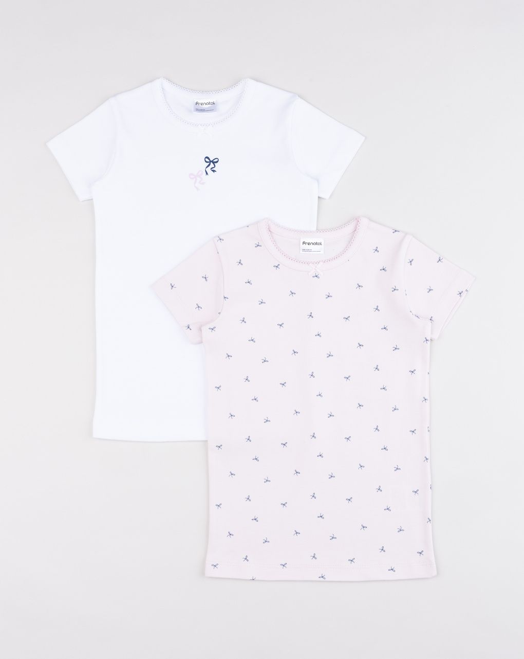 Pack 2 t-shirt intime bambina bianco/rosa fiocchi