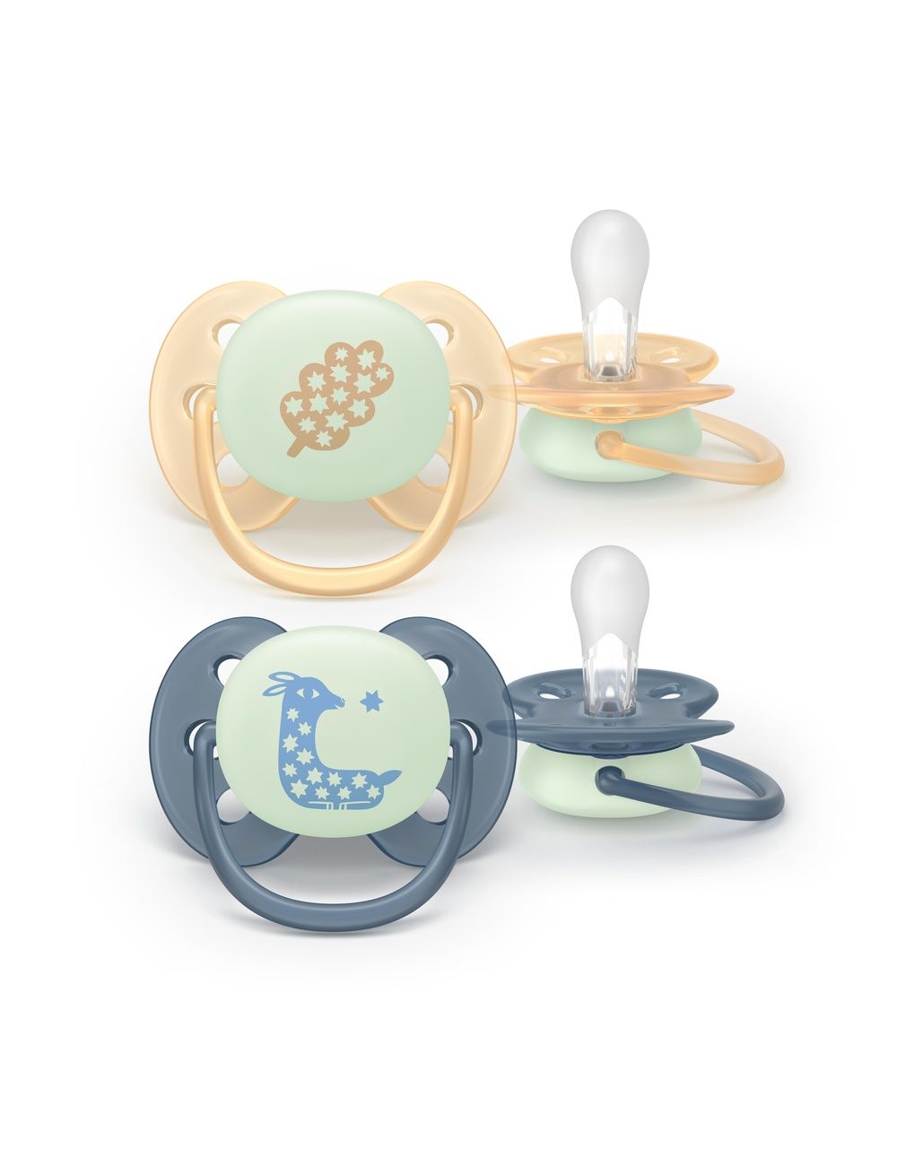 Succhietto ultra soft notte 0-6m cappuccio fluorescente no bpa per pelli sensibili - philips avent