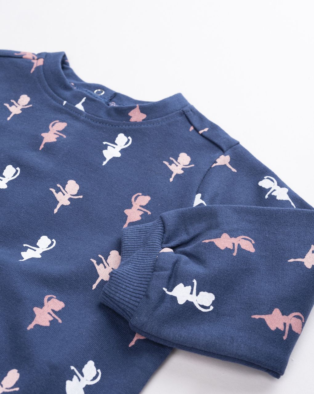 Jogger garzato bimba 2 pezzi felpa blu notte e leggings rosa
