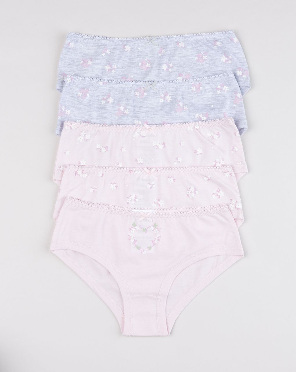 Pack 5 slip bimba rosa/grigio