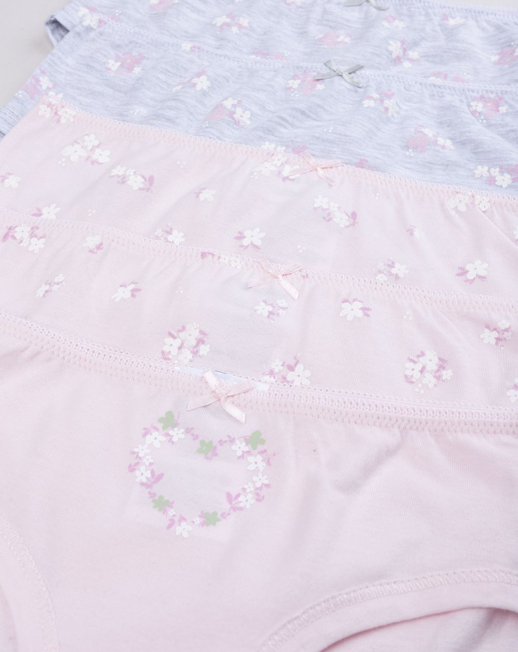 Pack 5 slip bimba rosa/grigio