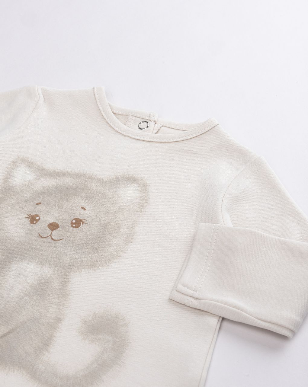 Tutina neonato beige con gattino