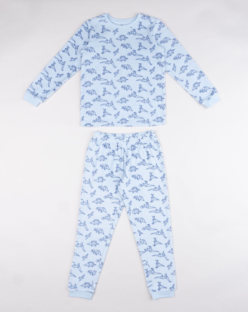 Pigiama bambino azzurro dinosauri geometrici