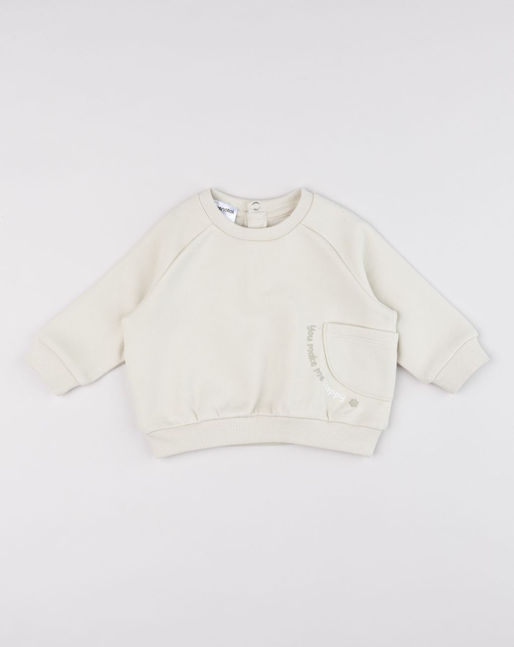 Felpa bimbo beige con tasca