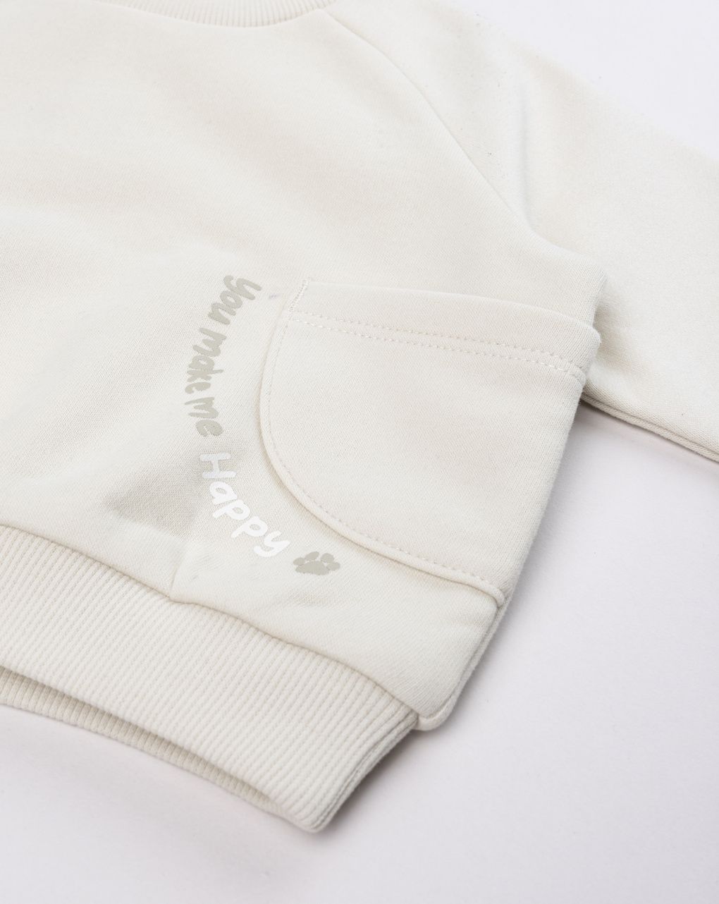 Felpa bimbo beige con tasca
