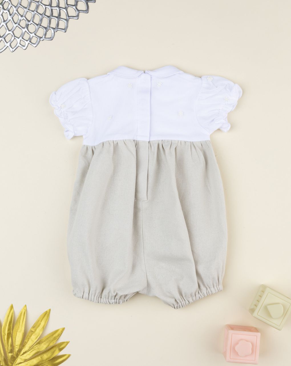 Pagliaccetto elegante bimba bianco/beige