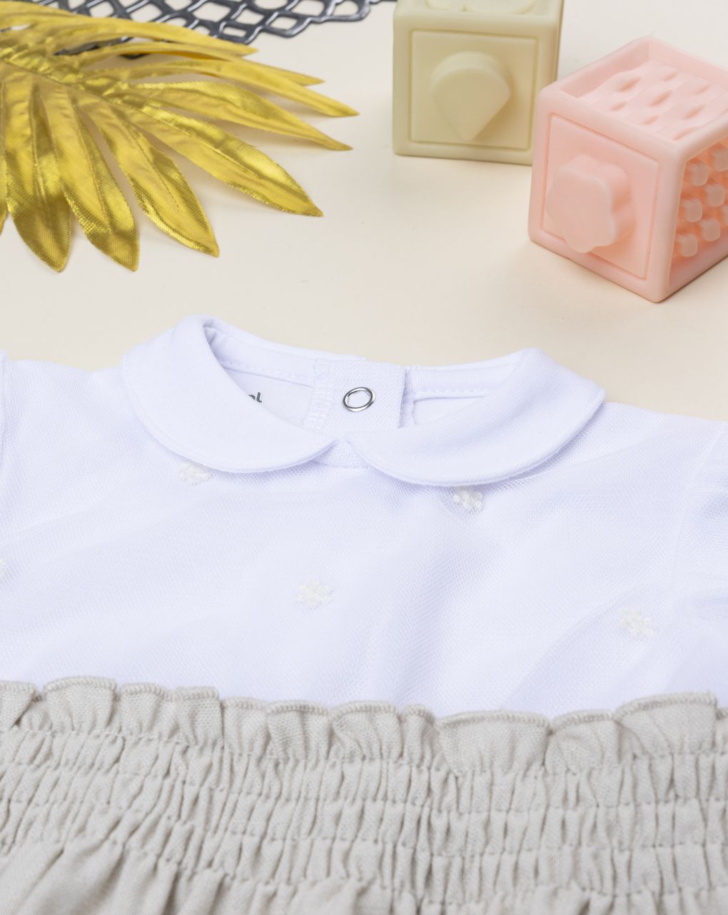Pagliaccetto elegante bimba bianco/beige