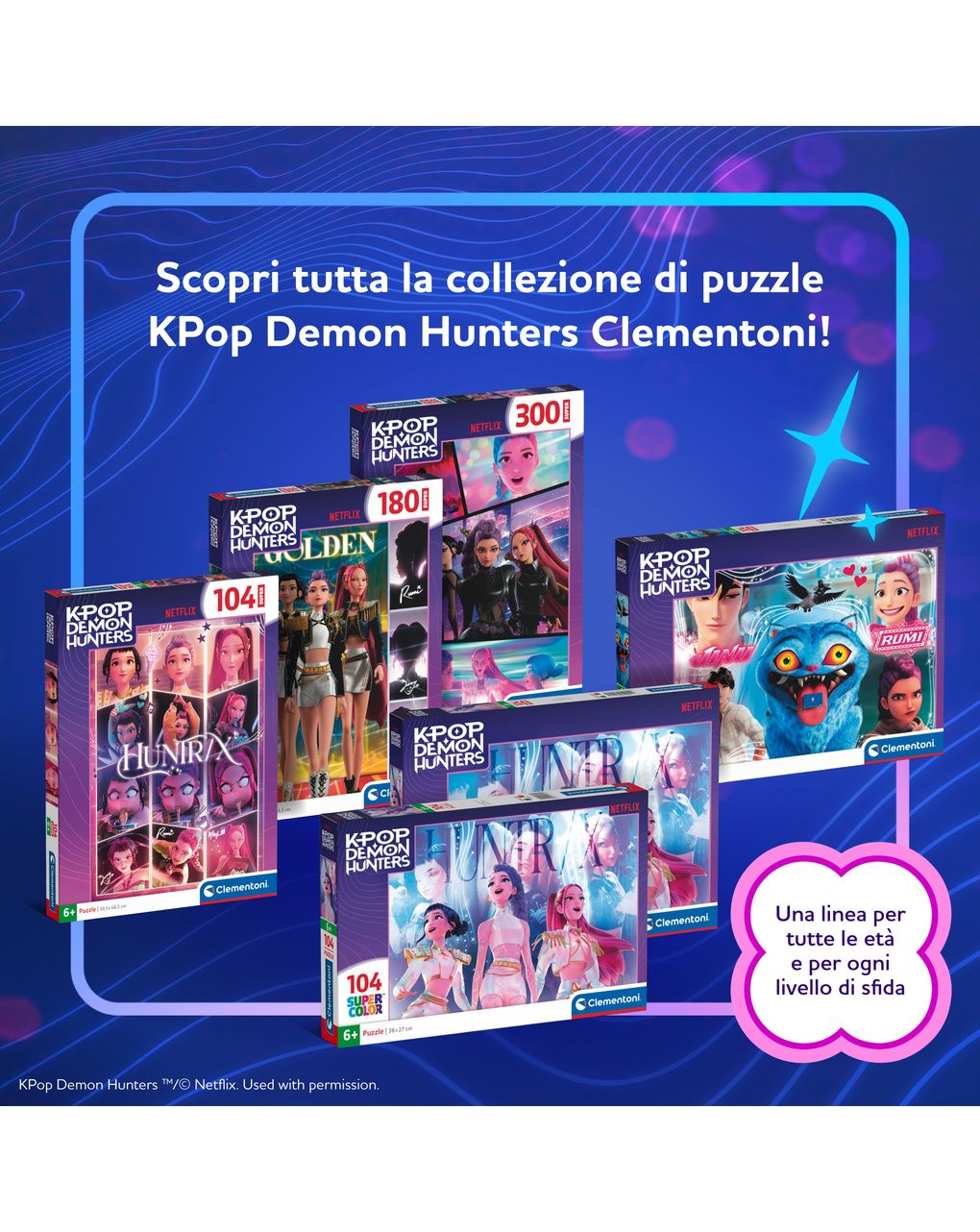 Clementoni - 27257 - puzzle 104 super kpop demon hunters