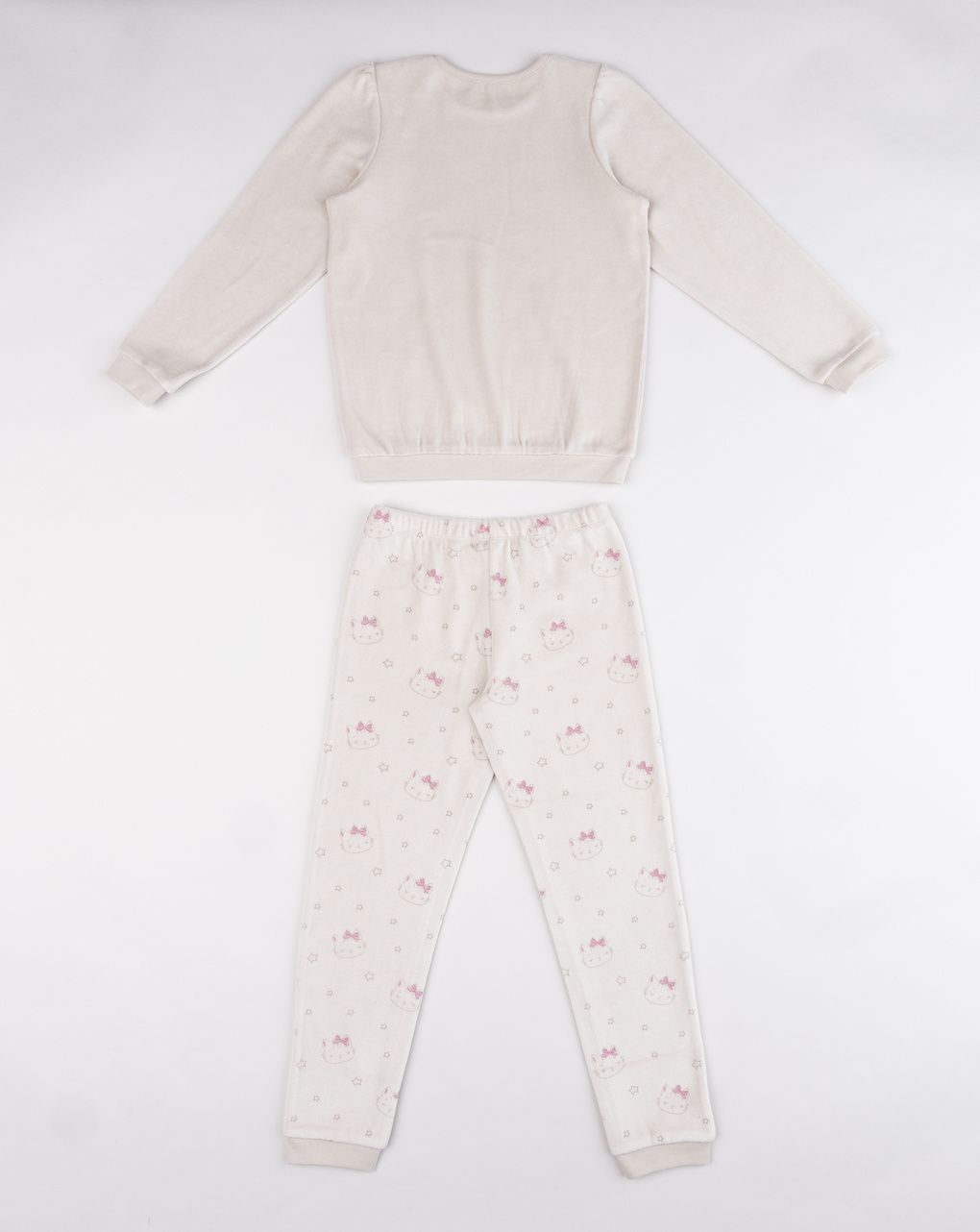 Pigiama ciniglia beige bambina stampato