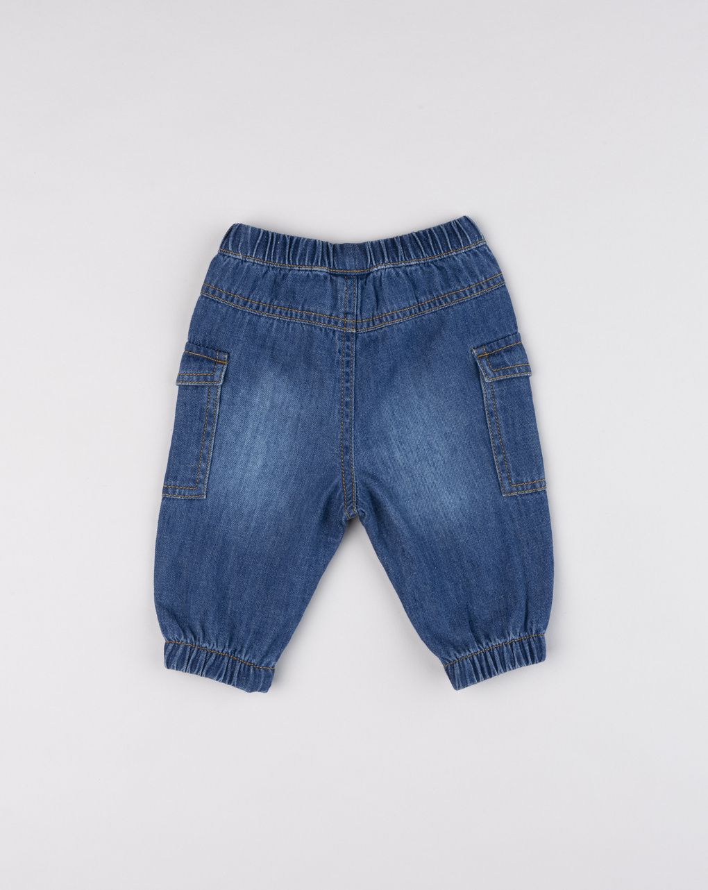 Pantalone denim neonato con ricamo dinosauro