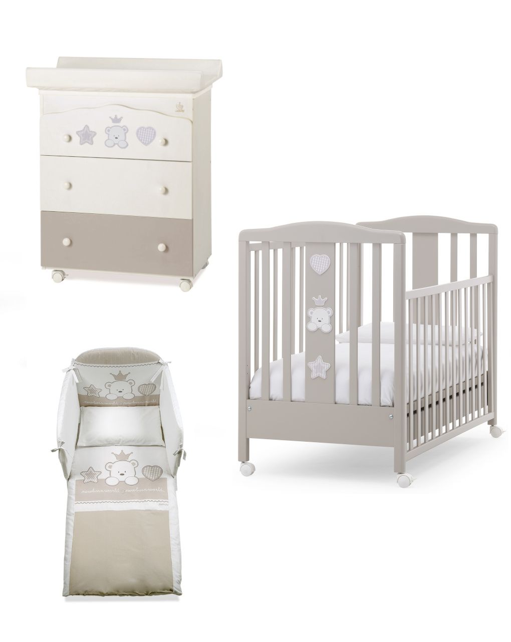 Set 3 pz baby re tortora -letto+bagnetto+piumone - italbaby