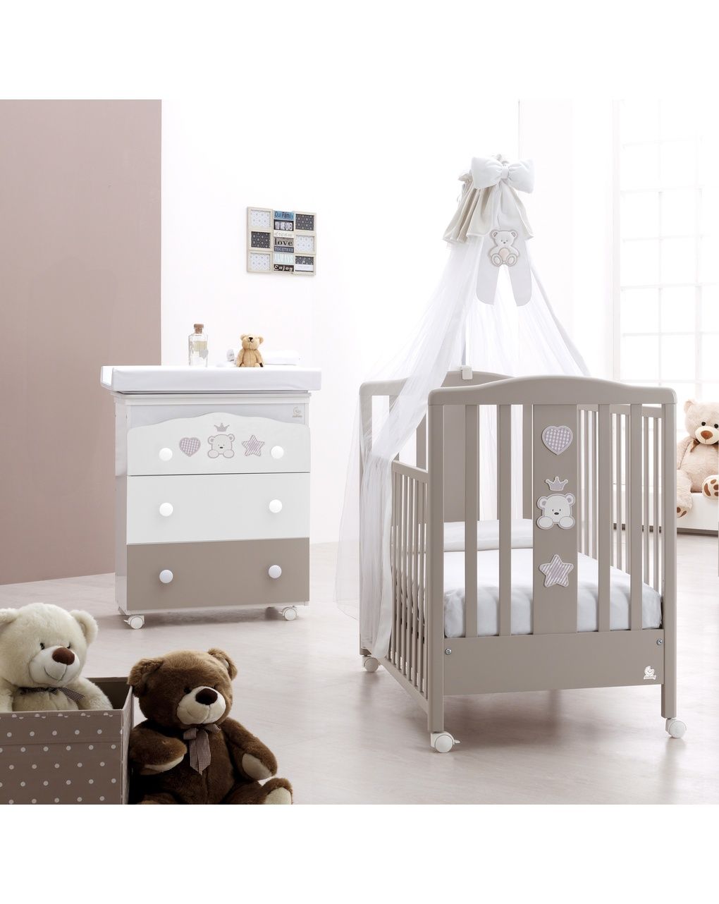 Set 3 pz baby re tortora -letto+bagnetto+piumone - italbaby