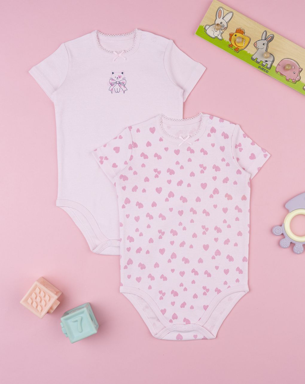 Pack 2 body bimba rosa mezza manica