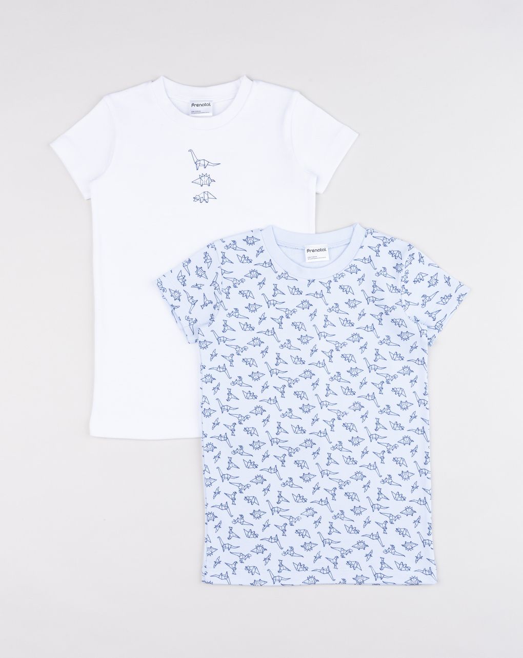Pack 2 t-shirt intime bambio bianca/azzurra dinosauri