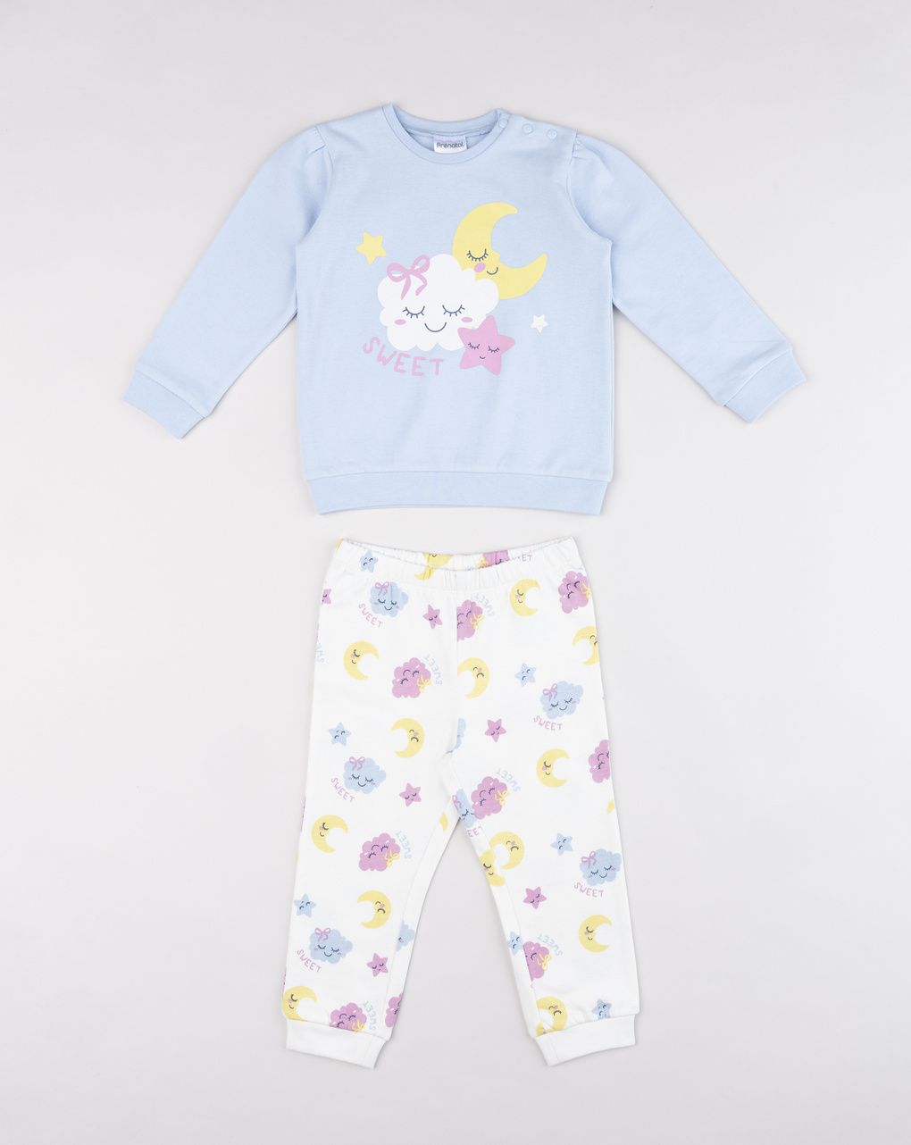 Pigiama felpato bimba azzurro good night