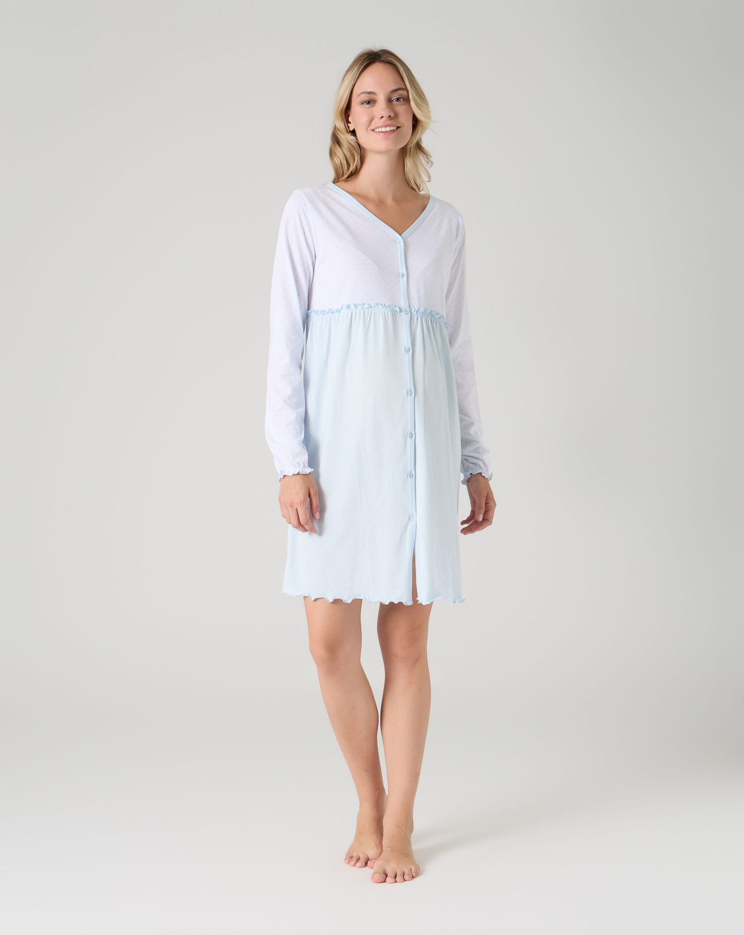 Camicia da notte premaman pois azzurro chiaro
