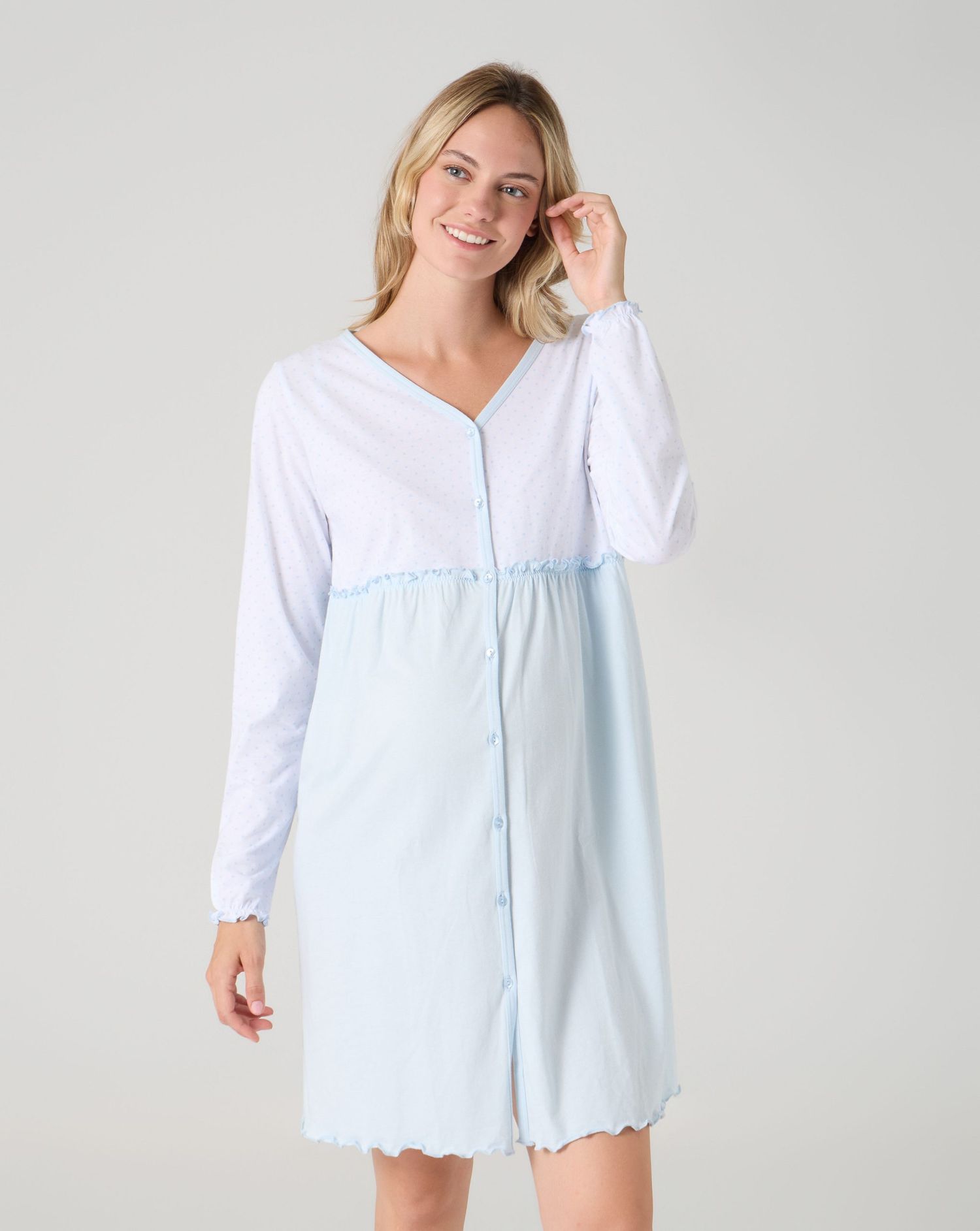 Camicia da notte premaman pois azzurro chiaro