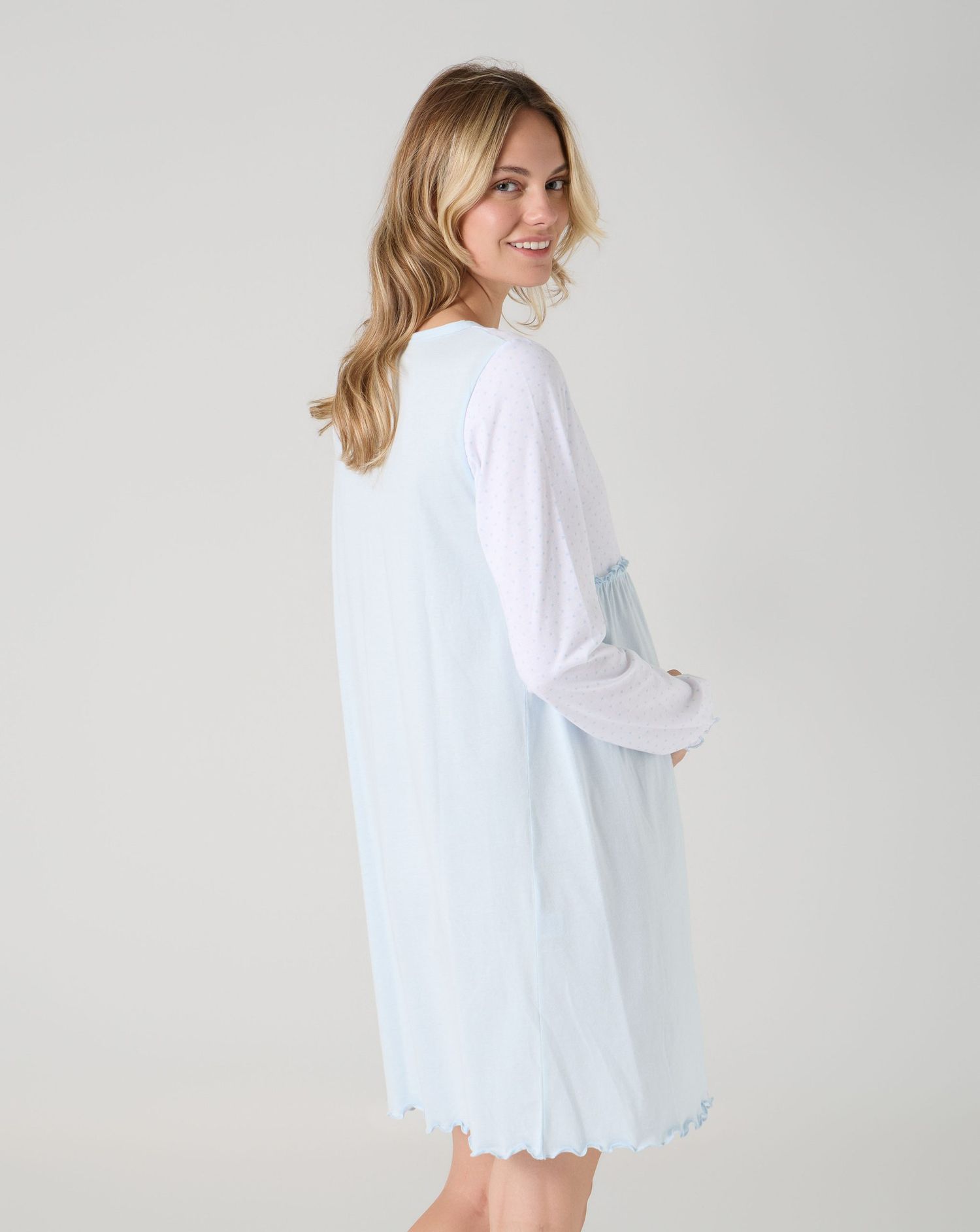 Camicia da notte premaman pois azzurro chiaro