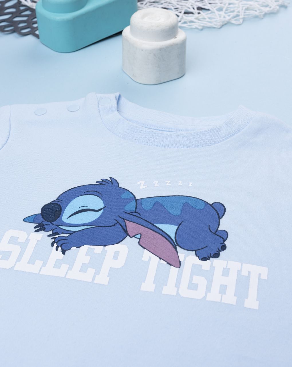 Pigiama 2 pezzi interlock bimbo azzurro stitch