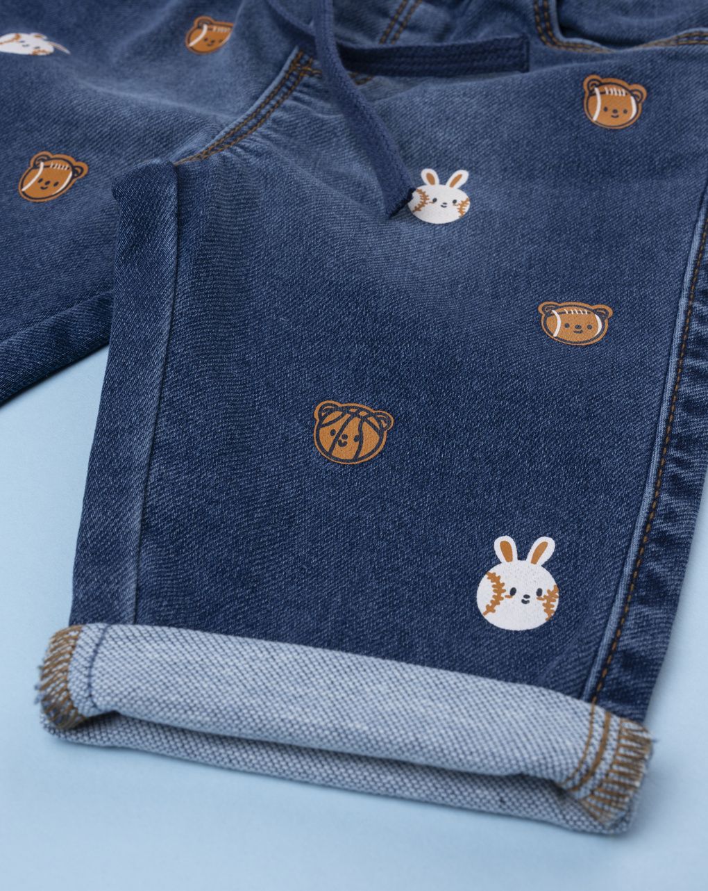 Pantaloni denim bimbo ricami allover