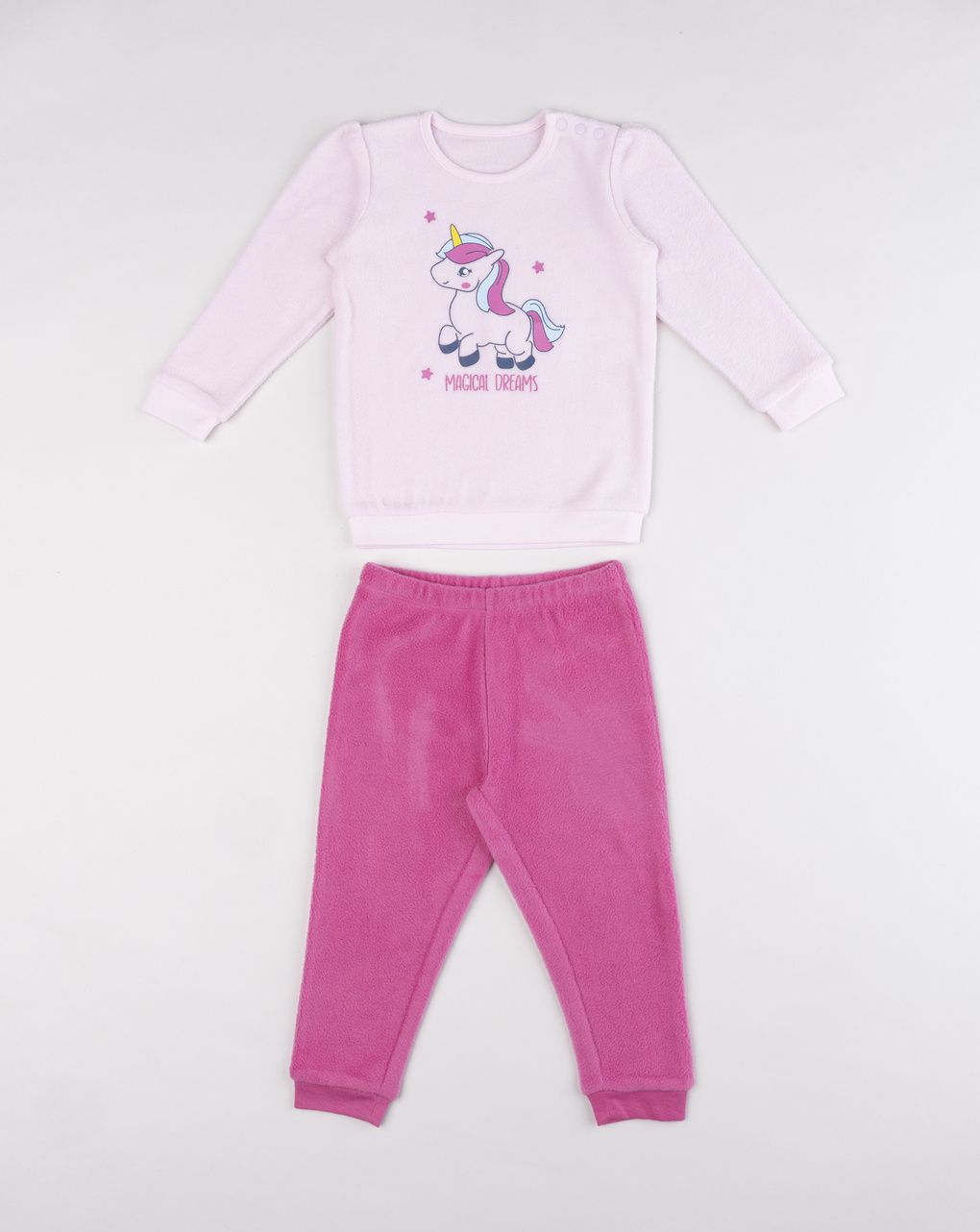 Pigiama invernale bimba in pile rosa con unicorno
