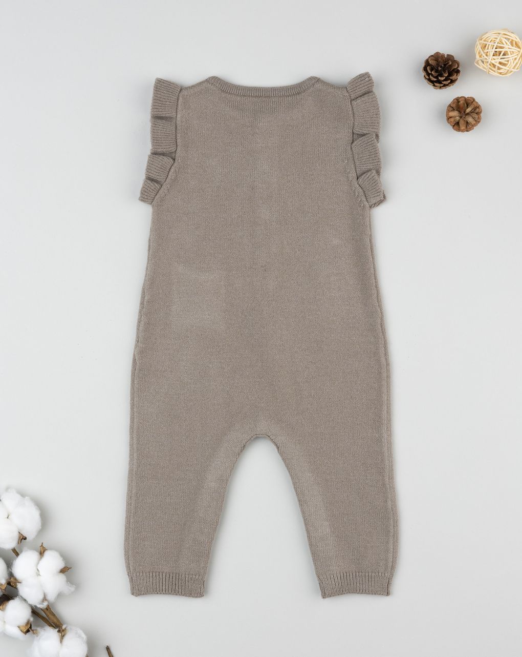 Salopette tricot marrone neonata