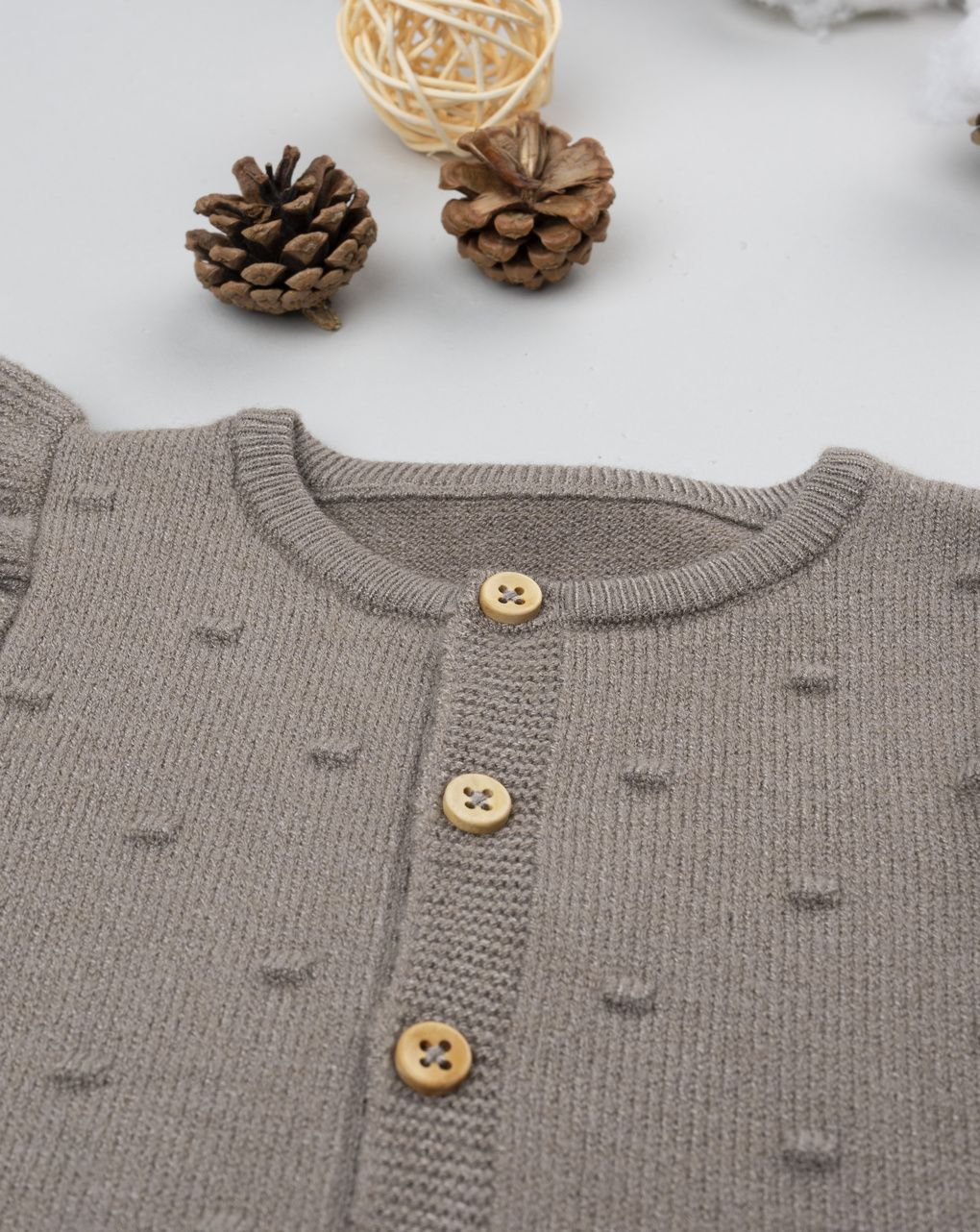 Salopette tricot marrone neonata