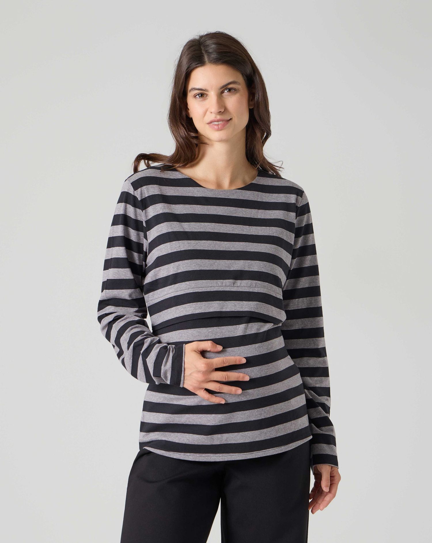 T-shirt allattamento a righe nero