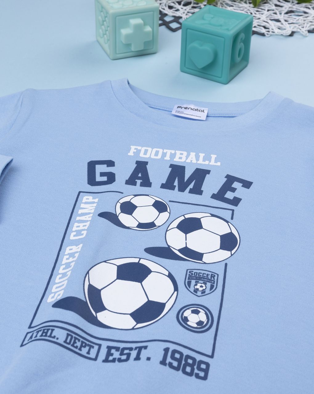 Pigiama bimbo azzurro stampa football