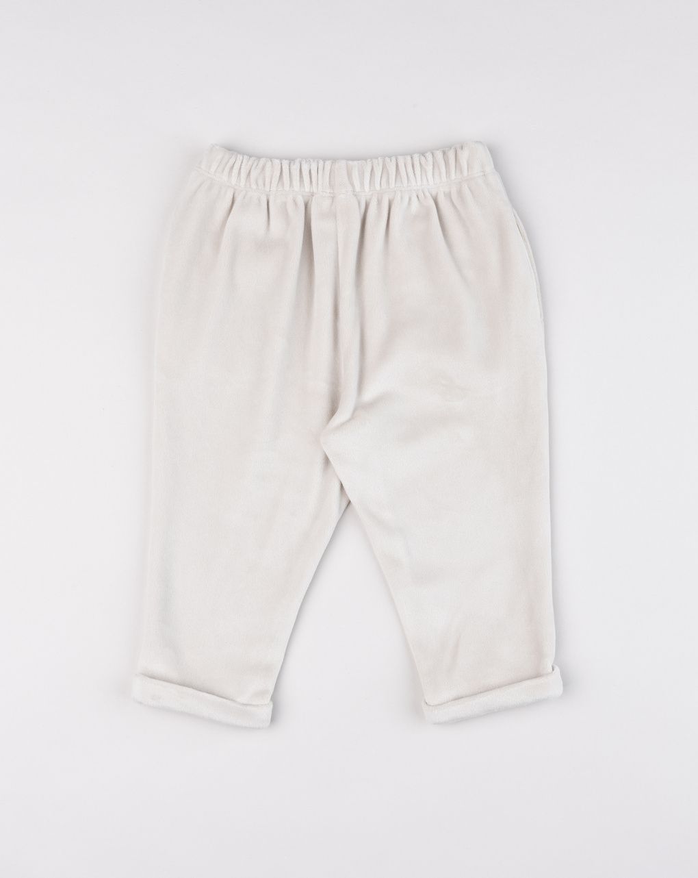 Pantalone ciniglia bimba beige con margherita