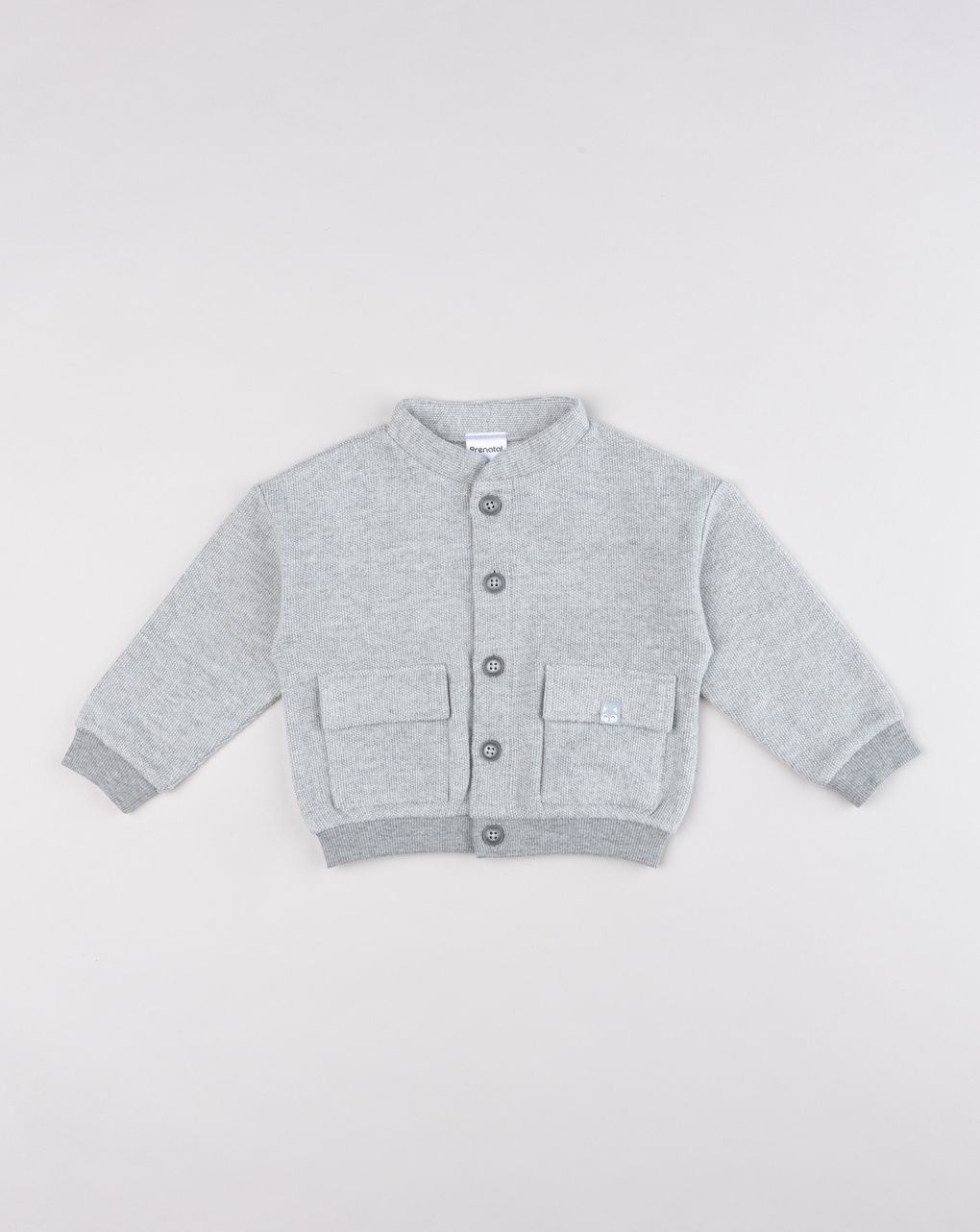 Cardigan felpato  bimbo grigio con tasconi