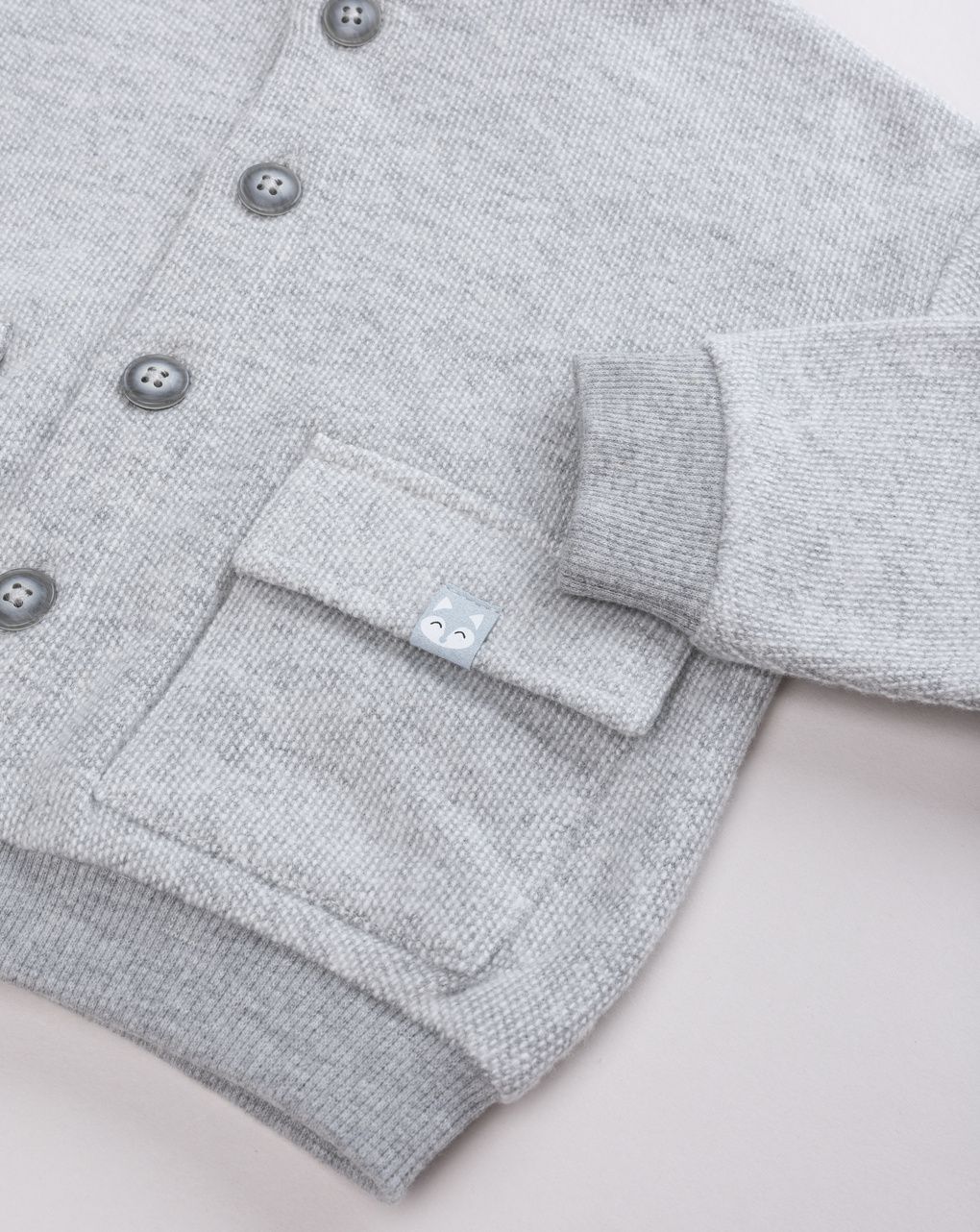 Cardigan felpato  bimbo grigio con tasconi