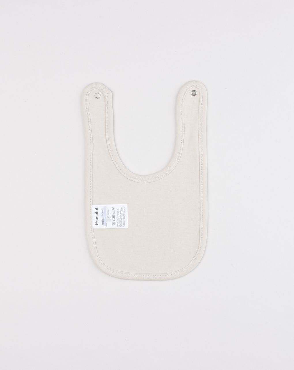Bavaglino neonato in cotone beige con stampa gattino