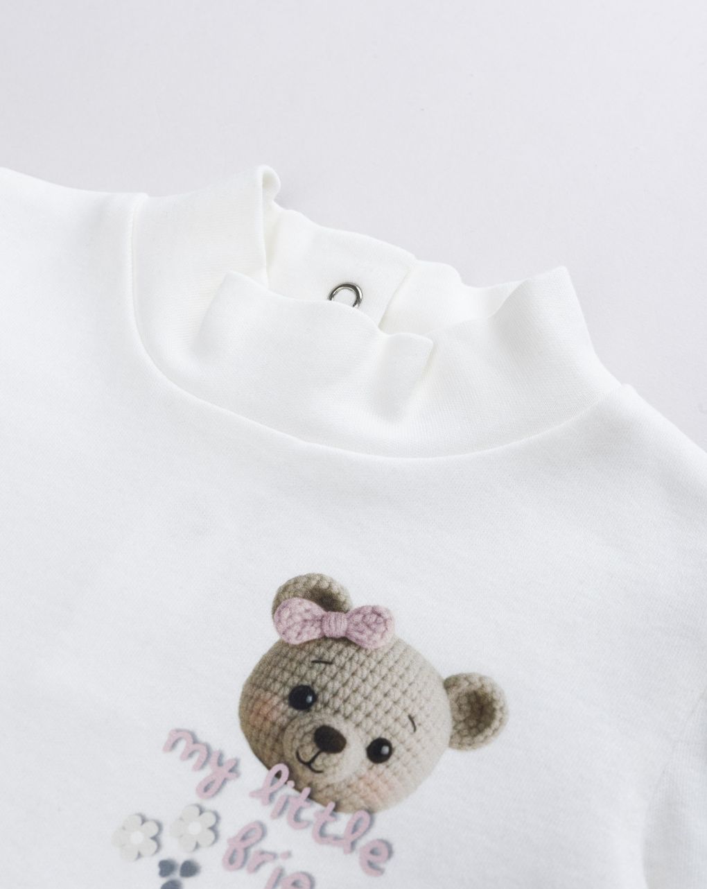 Lupetto bimba bianco con stampa orsetto